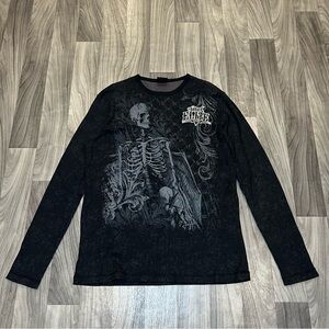 SIZE XL VTG ELITE MMA WAFFLE THERMAL BIG GRAPHIC SLULL LONG SLEEVE